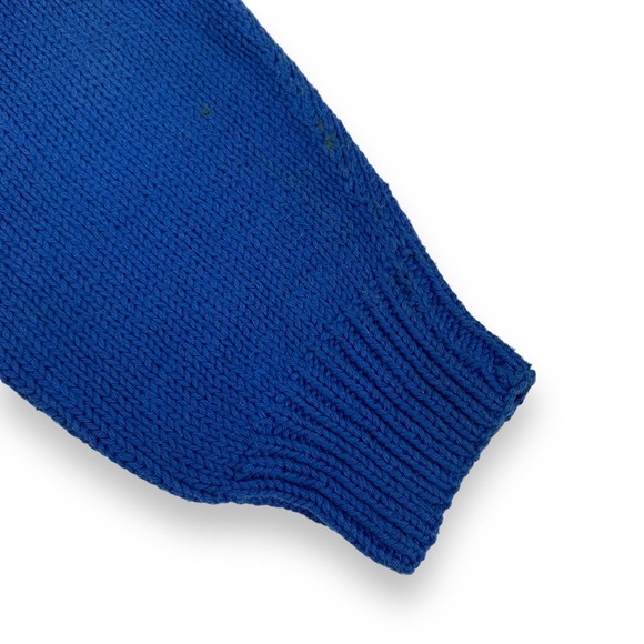 Vintage Andina Blue Yellow Western Town Teacher Sweater TINY FLAW - Picture 12 of 13